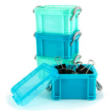 Howards Set of 4 Plastic Storage Boxes with Lids Mini 140ml - Blue/Aqua