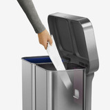simplehuman 58L Pedal Dual Compartment Recycling Rubbish Bin - Stainless Steel