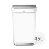 simplehuman 45L Rectangular Step Rubbish Bin - White