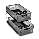 madesmart 2 Tier Divided Storage Basket Organiser - Carbon