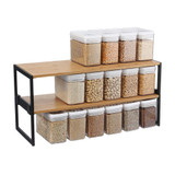 WilliamsWare Deep Stackable Bamboo Kitchen Shelf 70cm Wide - Black