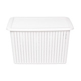 Seymours Knit Pattern Basket with Lid 15L - White