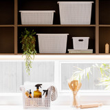 Seymours Knit Pattern Basket with Lid 5L - White