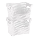 Woven Open Front Stacking Basket 18L