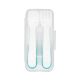OXO Tot On The Go Plastic Fork & Spoon Set - Teal