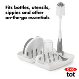 OXO TOT ON THE GO DRYING RACK & BOTTLE BRUSH - GREY