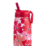 Oasis Stainless Steel Sports Straw Drink Bottle 780ml - Red Poppies