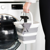 Collapse-A Square Bucket with Handle 5L - Grey & White