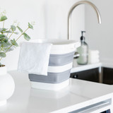 Collapse-A Square Bucket with Handle 5L - Grey & White