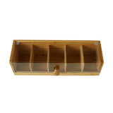 Leaf & Bean 5 Compartment Bamboo Tea Box with Clear Lid