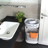 Algo 2 Tier Portable Laundry Basket with Wheels - Cream