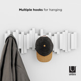 Umbra Sticks Wall Mounted 5 Hook Rack - White