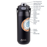 Oasis Capri Insulated Stainless Steel Drink Bottle 750ml - Black