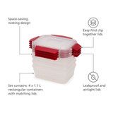 Joseph Joseph Nest Lock Rectangle Container Set 4-Pack 1.1L - Red