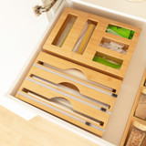Bamboo Food Wrap Dispenser with 3 Inserts