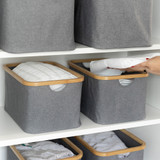 Medium Fabric Linen Laundry Basket - Dark Grey