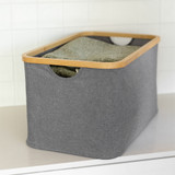 Large Fabric Linen Laundry Basket - Dark Grey