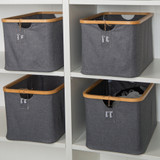 Large Fabric Linen Laundry Basket - Dark Grey