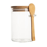 Glass Jar 500ml with Bamboo Lid and Spoon - Round