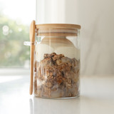 Glass Jar 500ml with Bamboo Lid and Spoon - Round