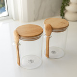Glass Jar 500ml with Bamboo Lid and Spoon - Round