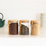 Glass Jar 500ml with Bamboo Lid and Spoon - Round