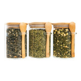 Glass Jar 500ml with Bamboo Lid and Spoon - Round