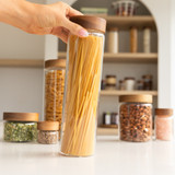 Glass Pasta Jar 1.2L with Acacia Wood Lid - Tall Round