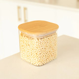 Glass Jar 750ml with Bamboo Lid - Square