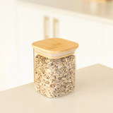 Glass Jar 500ml with Bamboo Lid - Square