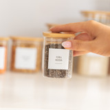 Glass Herb & Spice Jar 200ml with Bamboo Lid - Square
