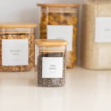 Glass Herb & Spice Jar 200ml with Bamboo Lid - Square