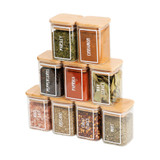 Glass Herb & Spice Jar 200ml with Bamboo Lid - Square