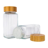 Glass Spice Jar 125ml with Bamboo Shaker Lid - Square