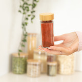 Glass Spice Jar 125ml with Bamboo Shaker Lid - Square