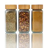 Glass Spice Jar 125ml with Bamboo Shaker Lid - Square