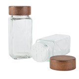 Glass Spice Jar 125ml with Acacia Wood Shaker Lid - Square