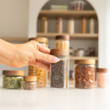 Glass Spice Jar 125ml with Acacia Wood Shaker Lid - Square