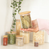 Glass Herb & Spice Jar 200ml with Bamboo Lid - Round