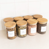 Glass Herb & Spice Jar 200ml with Bamboo Lid - Round