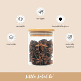 Glass Herb & Spice Jar 200ml with Bamboo Lid - Round