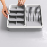 Joseph Joseph DrawerStore Expandable Tiered Cutlery, Utensil, Gadget & Knife Tray - Stone