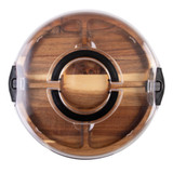Alfresco Lane 5 Compartment Round Grazing Platter with Lid - Acacia Wood