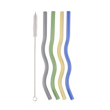 Appetito 4-Pack Wiggly Glass Straws with Brush