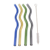 Appetito 4-Pack Wiggly Glass Straws with Brush