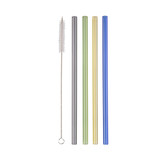 Appetito 4-Pack Straight Glass Straws with Brush