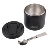 Oasis Stainless Steel Insulated Food Flask 550ml with Spork - Black