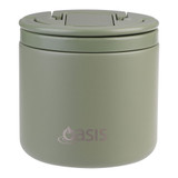 Oasis Stainless Steel Insulated Food Flask 550ml with Spork - Olive Green