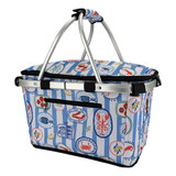 Sachi Insulated Carry Basket with Lid - Santorini