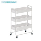Howards 3 Tier Metal Mesh Trolley - White